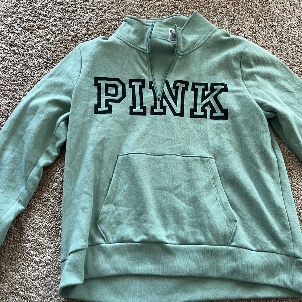 XL green victoria secret pink quarter zip